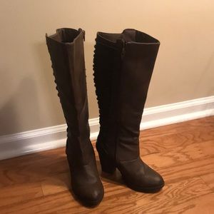 Boho Lace Up Tall Brown Boots- Size 6
